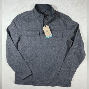 NWT Prana Large Wool Blend. Brookland Sweater 1/4 Half Zip Gray Men's Sweater